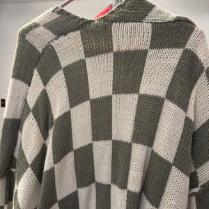 Pinkblush Green and Cream Checkered Cardigan